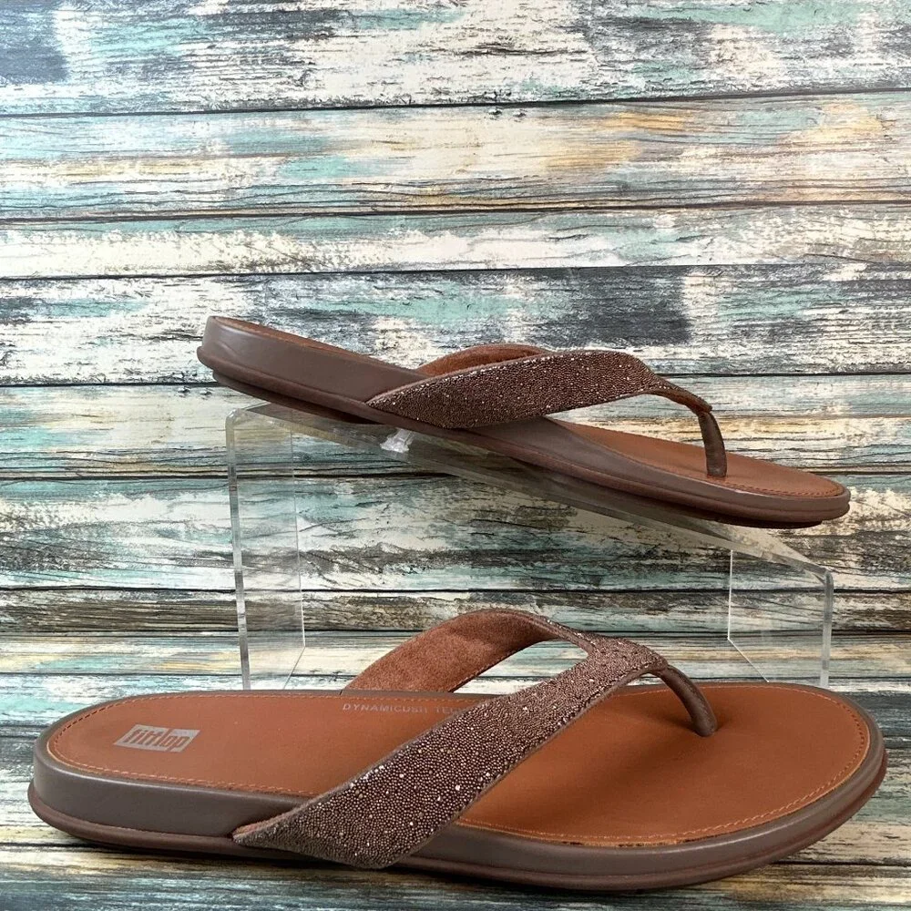 Fitflop Flip Flop Sandals Womens Size 10 Brown Casual Thongs Shimmery